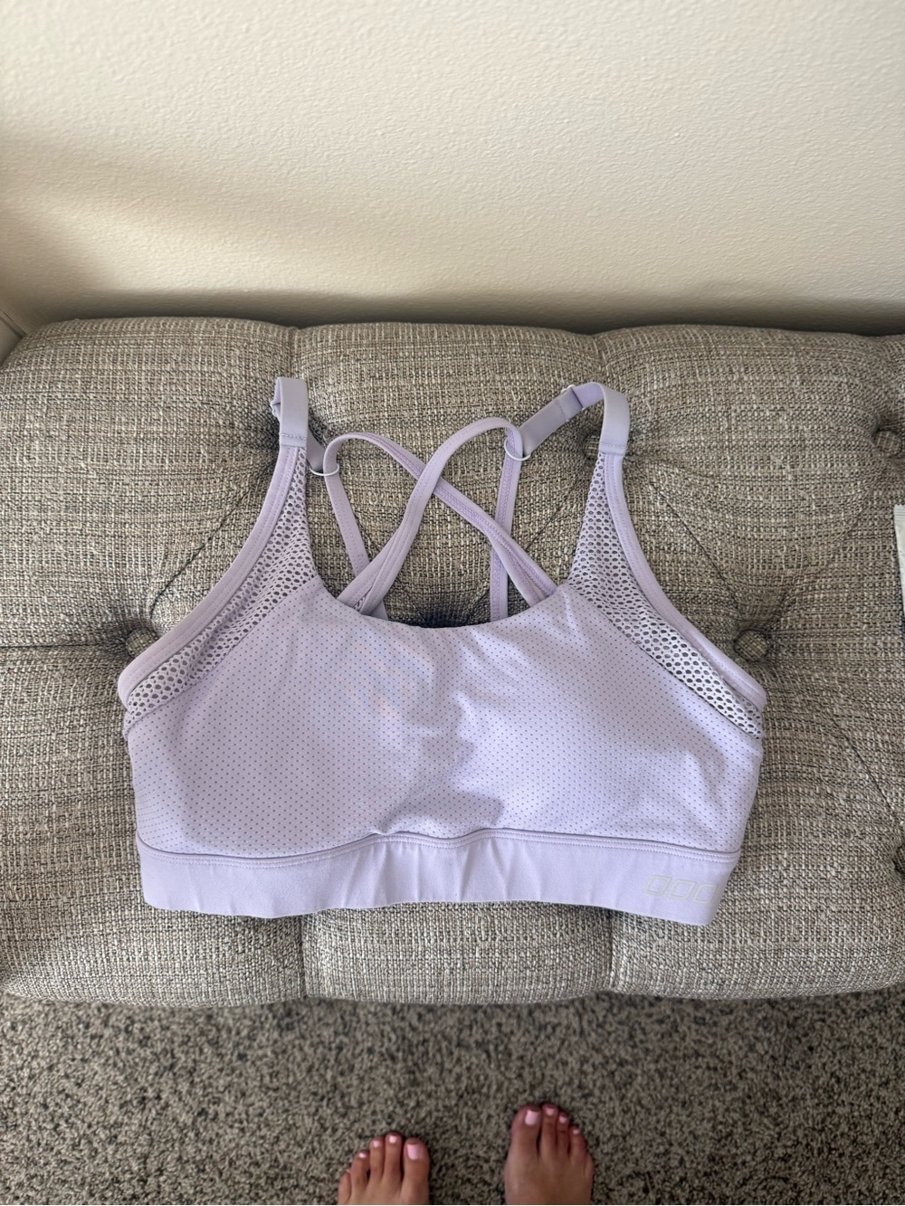 Lorna Jane Light Lavender Strappy Mesh Sports Bra